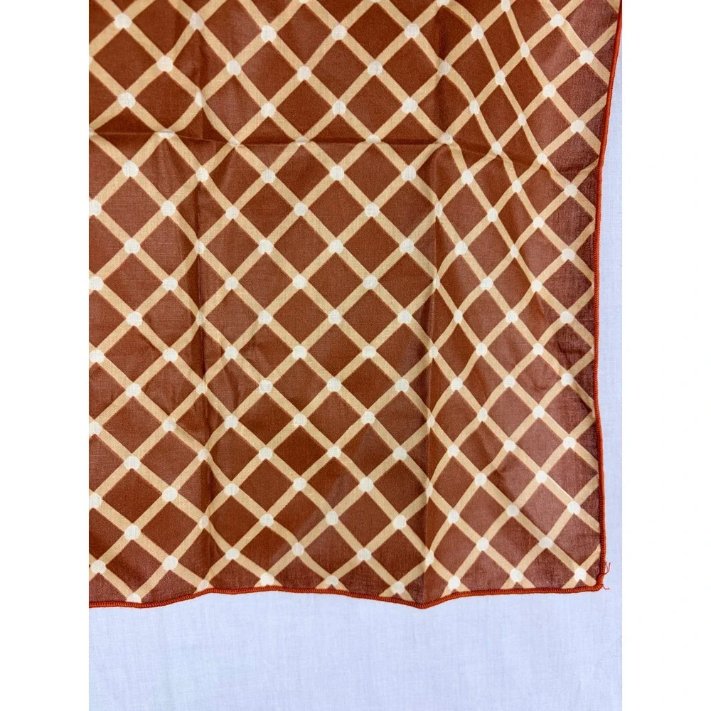 Set of 4 Terracotta Brown Lattice Print Cloth Napkins Autumn Harvest Table Decor